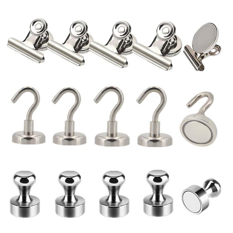 Rakizbe Refrigerator Magnets - Rakizbe Magnet Push Pins/Magnet Clips/Magnetic Hooks Set, Brushed Nickel Steel Fridge magents for Whiteboard, Kitchen, Office, Bulletin Board, Lockers - Image 1